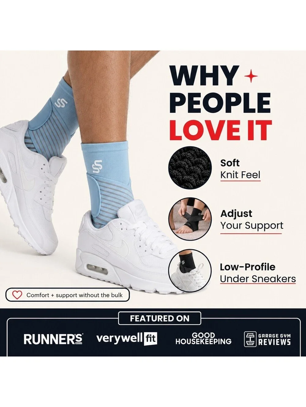 Sleeve Stars Ankle Brace Compression Sleeve Strap Plantar Fasciitis Medium M NWT